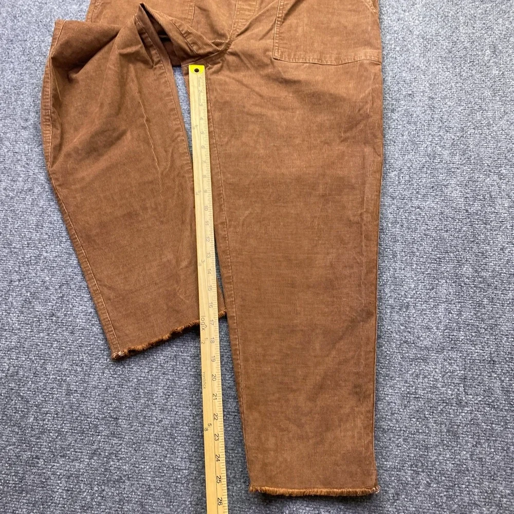 Aerie Womens Brown Corduroy Overalls Tapered Leg Raw Hem Size M Grunge Barn